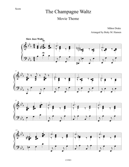 The Champagne Waltz (arr. Betty May Hansen)