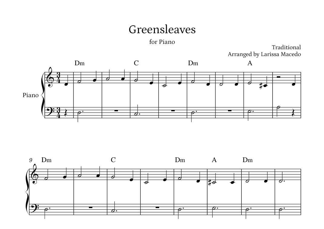Greensleeves (arr. Larissa Macedo)