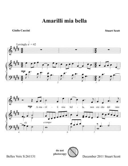 Amarilli mia bella (E)