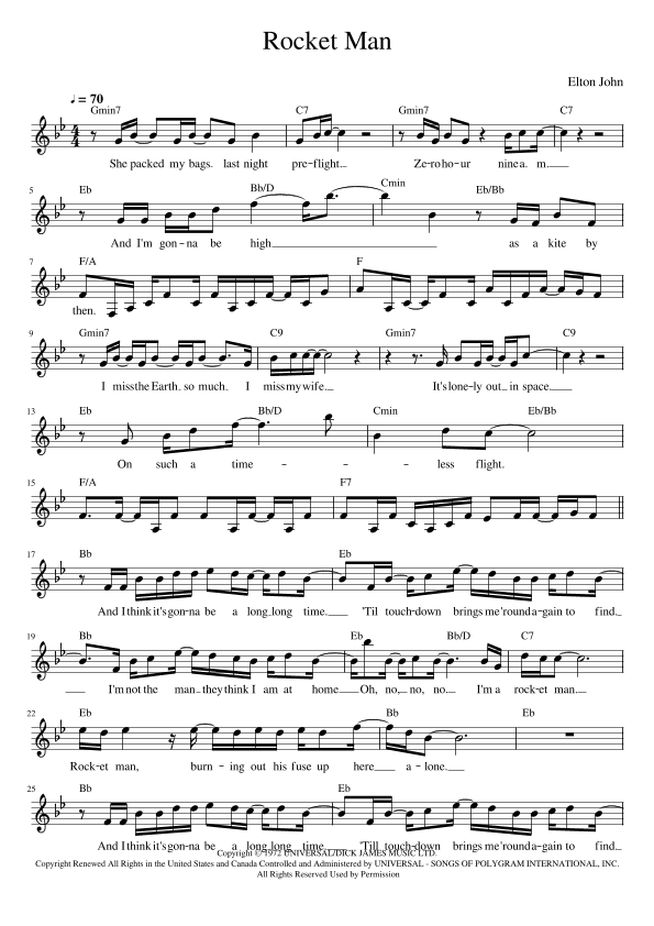 Rocket Man (i Think It's Gonna Be A Long Long Time) (arr. Jack Vaughan)