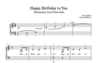 Happy Birthday To You! Elementary Piano Solo (arr. Jennifer Melton)