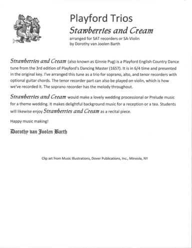 Playford Trios: Strawberries and Cream (arr. Dorothy van Joolen Barth)