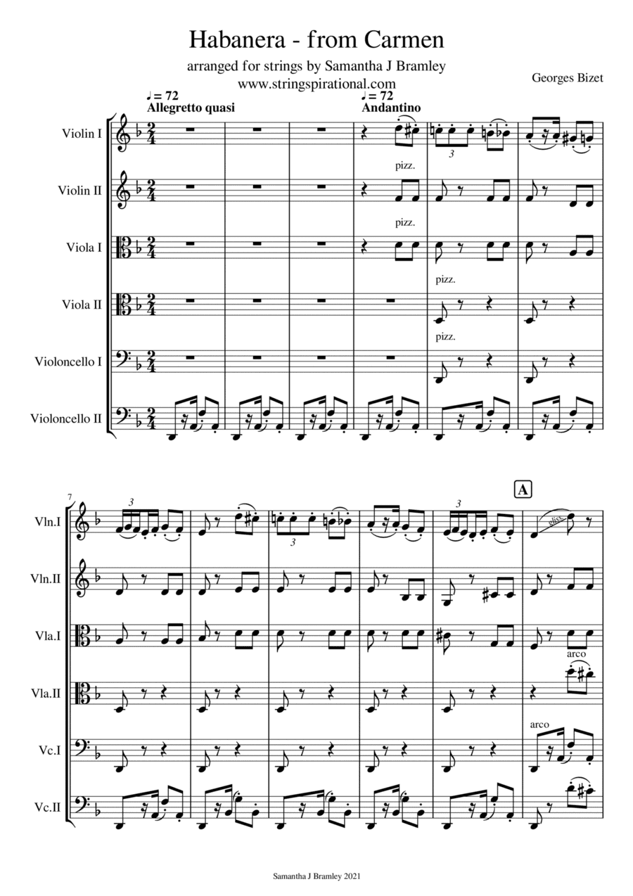 Habanera from Carmen (for string sextet) (arr. Samantha J Bramley)