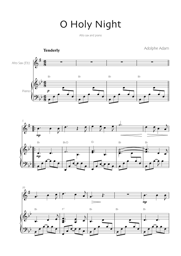 O Holy Night - alto sax (Eb) and piano (arr. Robin Hood Editions)
