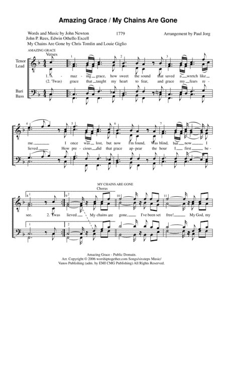 Amazing Grace (my Chains Are Gone) (arr. Paul A. Jorg)
