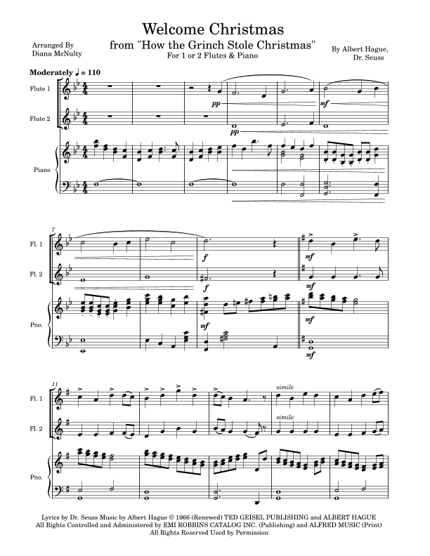 Welcome Christmas (arr. Diana McNulty)