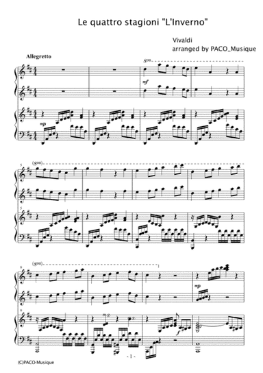 ‘Winter’ from ‘The Four Seasons’ for hands piano (arr. pacomusique)
