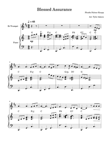 Blessed Assurance (Trumpet and Piano) (arr. Tyler Adams)