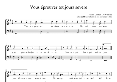 Vous éprouver toujours sevère (arr. Early Music Scores)