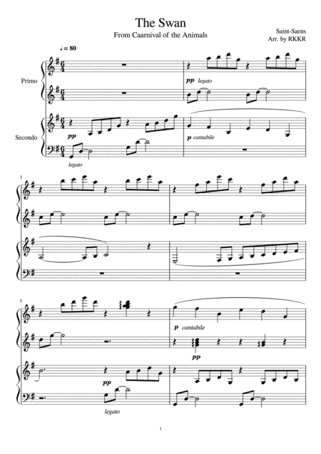 The Swan (4Hands Piano) (arr. RKKR)