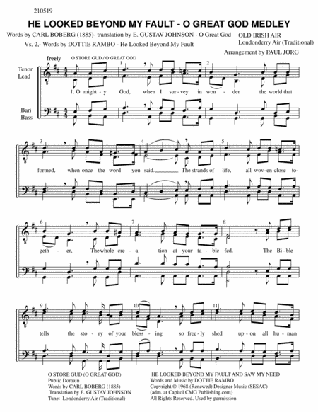 He Looked Beyond My Fault And Saw My Need (arr. Paul A. Jorg)