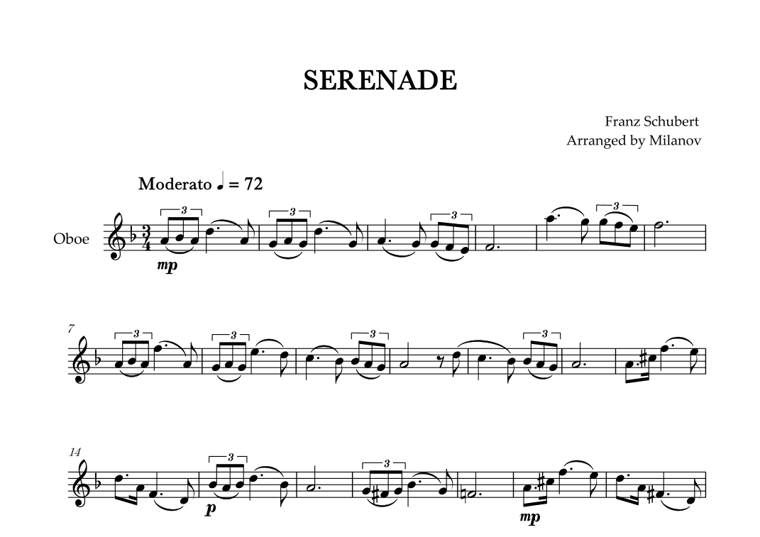 Serenade | Schubert | Oboe (arr. Milanov)