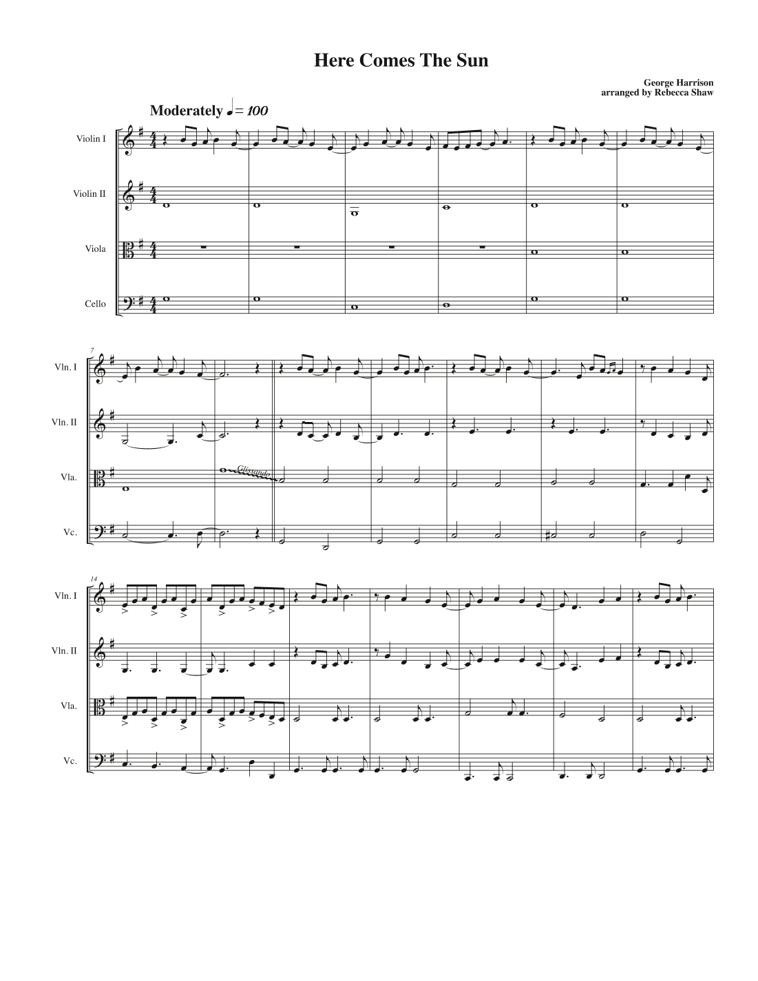 Here Comes The Sun (arr. Rebecca Shaw)