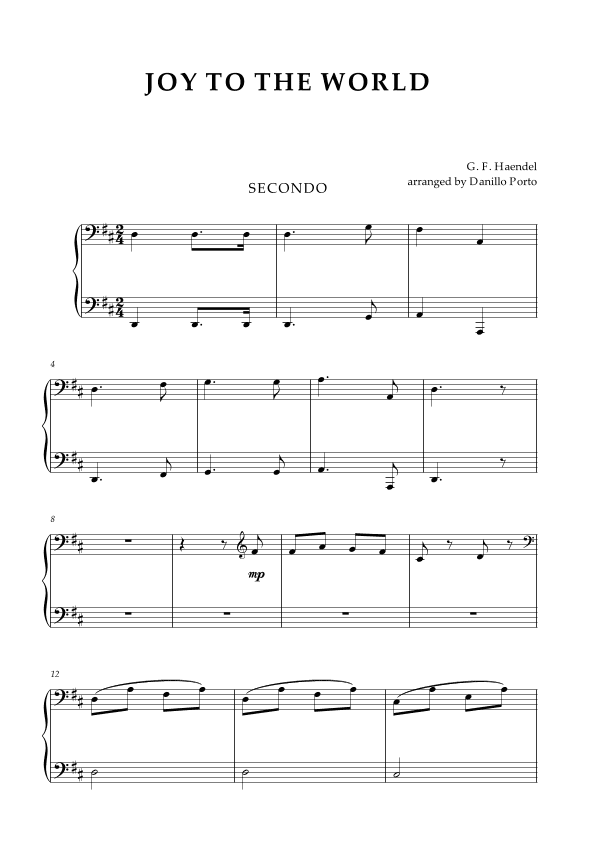 Joy To The World - Piano Four Hands (arr. Danillo Porto)