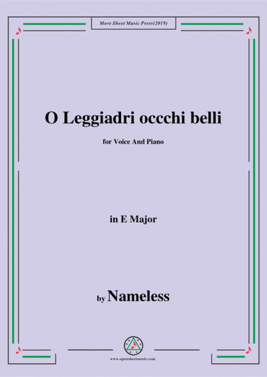 Nameless-O Leggiadri occchi belli,in E Major,for Voice&Piano (arr. MSM)