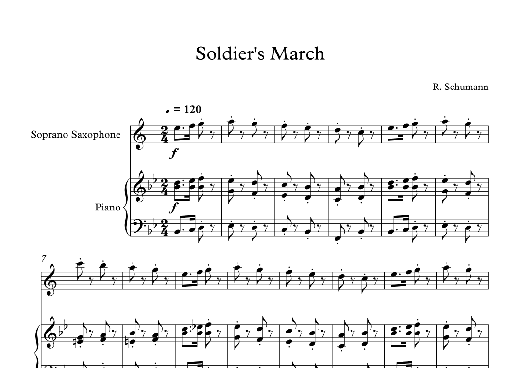Soldier's March - Robert Schumann (Soprano Sax + Piano) (arr. Digital Book Music)