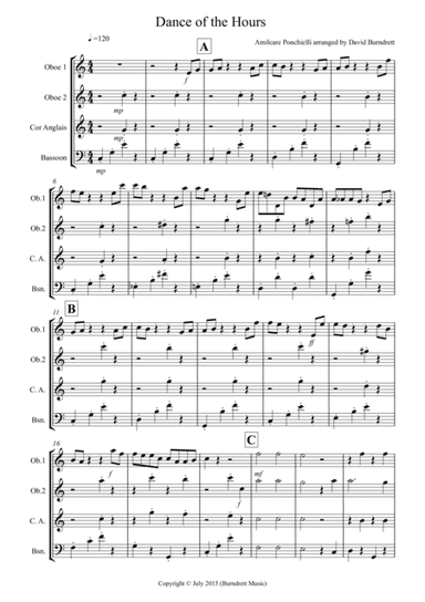 Dance of the Hours for Double Reed Quartet (arr. David Burndrett)