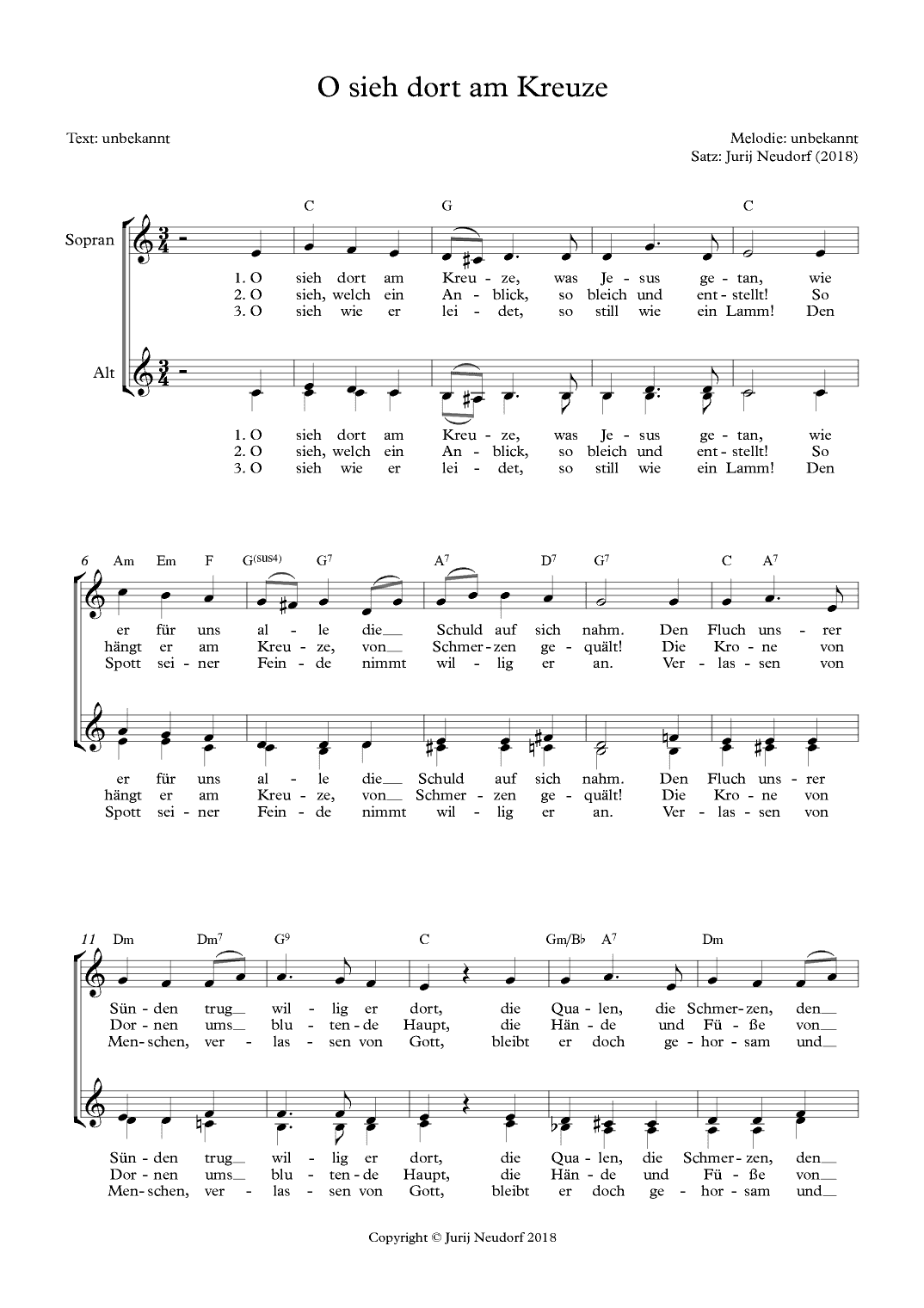O, sieh dort am Kreuze (arr. Jurij Neudorf)