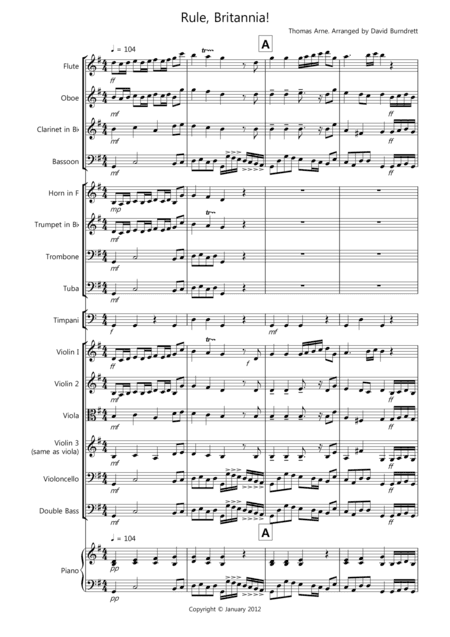 Rule, Britannia! for School Orchestra (arr. David Burndrett)