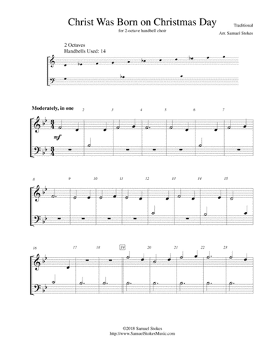 Christ Was Born on Christmas Day - for 2-octave handbell choir (arr. Samuel Stokes)