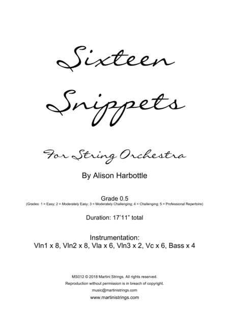 Sixteen Snippets, for Beginning String Orchestra