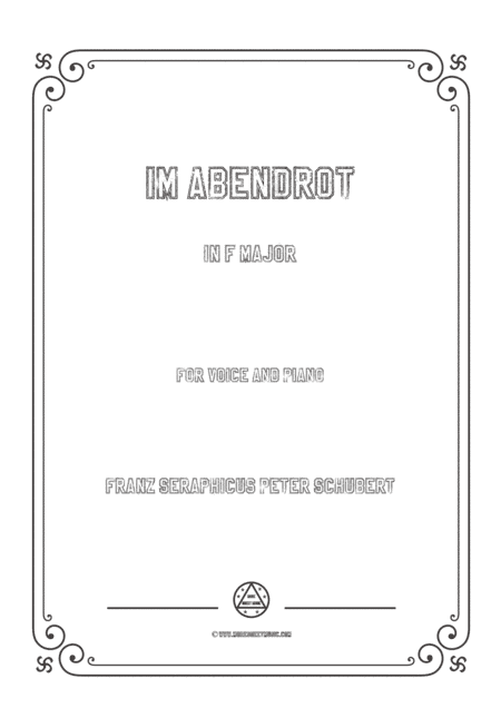 Schubert-Im Abendrot in F Major,for voice and piano (arr. MSM)