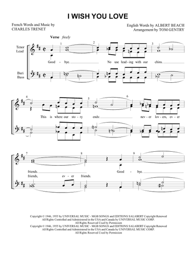 I Wish You Love (arr. Tom Gentry)