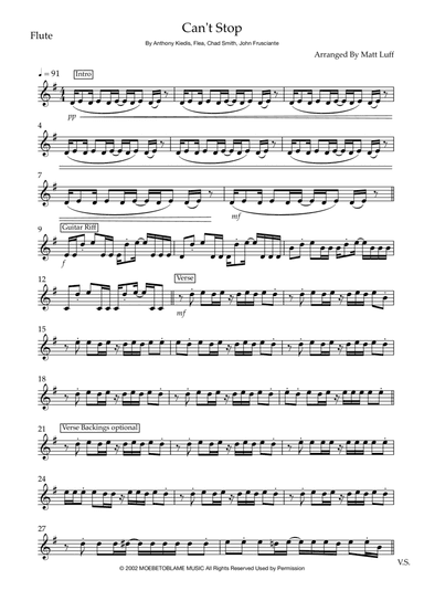 Can't Stop (arr. Matt Luff)