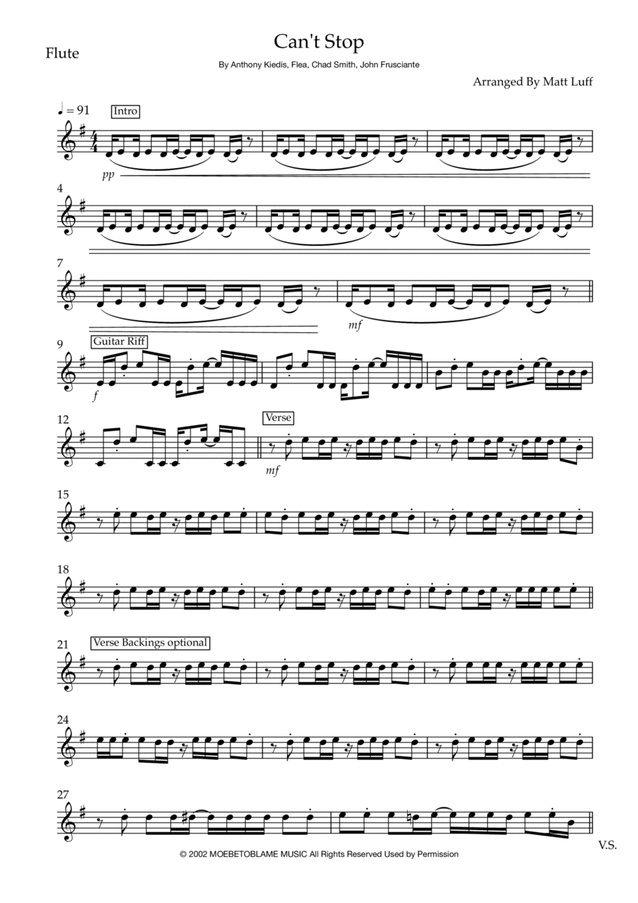 Can't Stop (arr. Matt Luff)