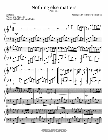 Nothing Else Matters (arr. Jennifer Demicheli)