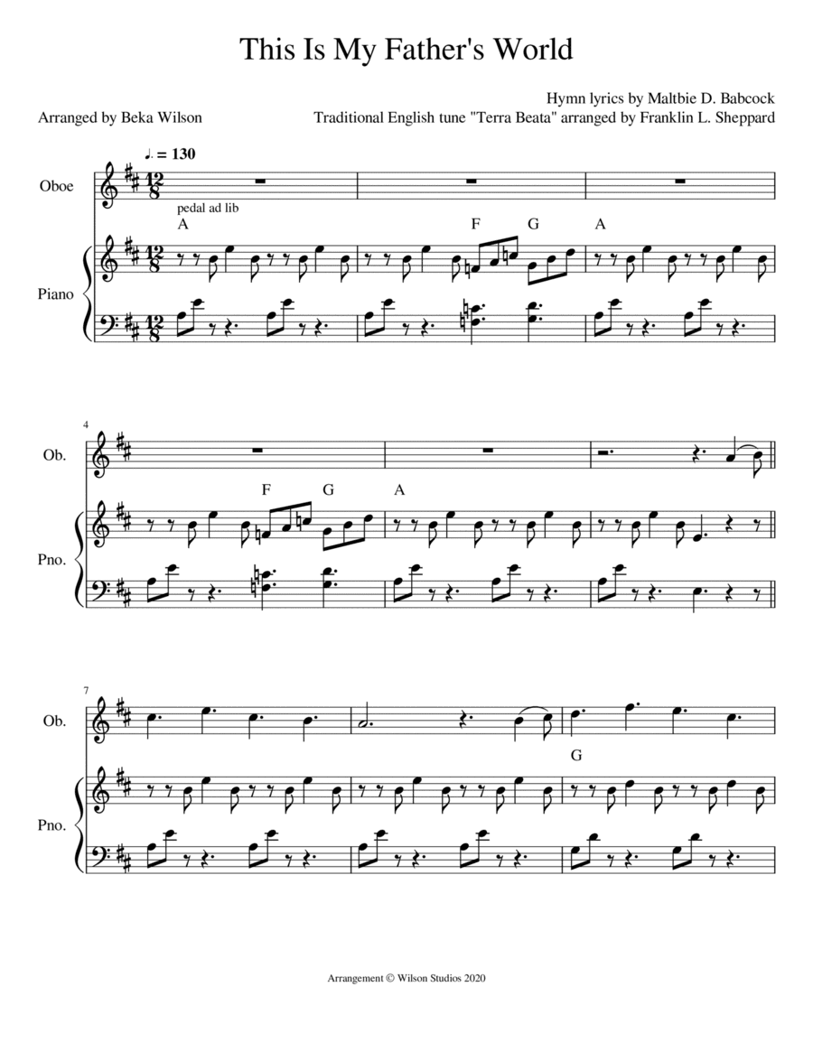 This Is My Father's World--oboe solo (arr. Beka Wilson)