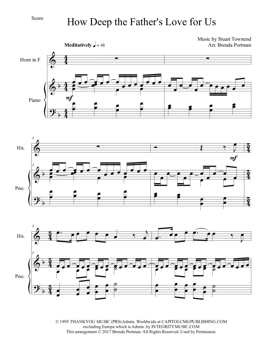 How Deep The Father's Love For Us (arr. Brenda Portman)