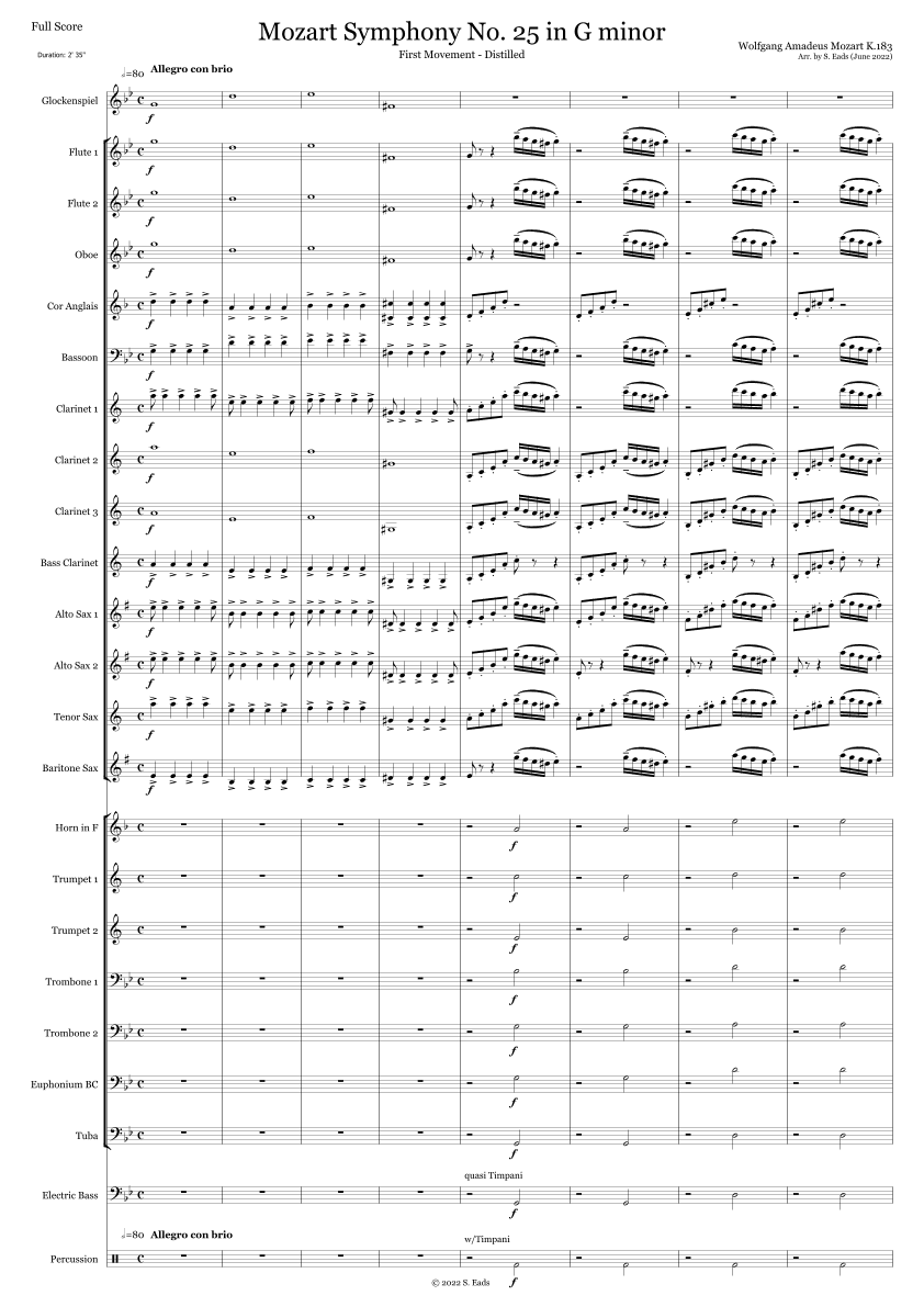 Mozart Symphony No. 25 in G minor - 1st Mvt (arr. S. Eads)