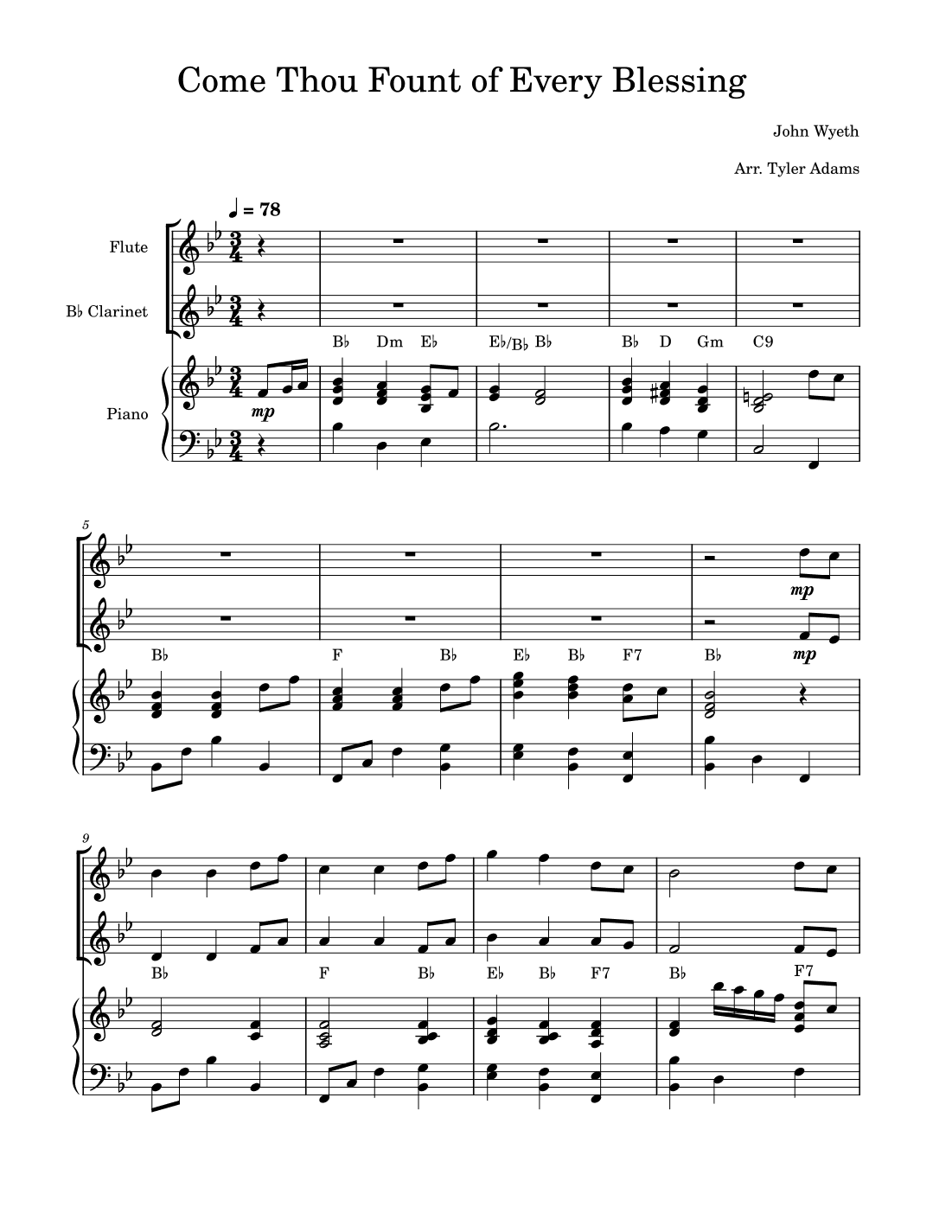 Come Thou Fount of Every Blessing (Flute and Clarinet Duet) (arr. Tyler Adams)
