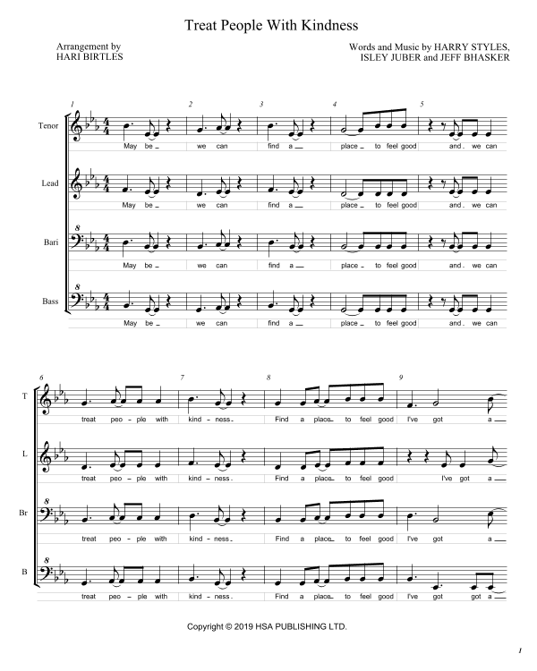 Treat People With Kindness (arr. Hari Birtles)