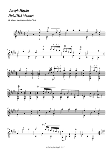 Menuet from String Quartet Hob.III:8 for Guitar (arr. Stefan Niggl)