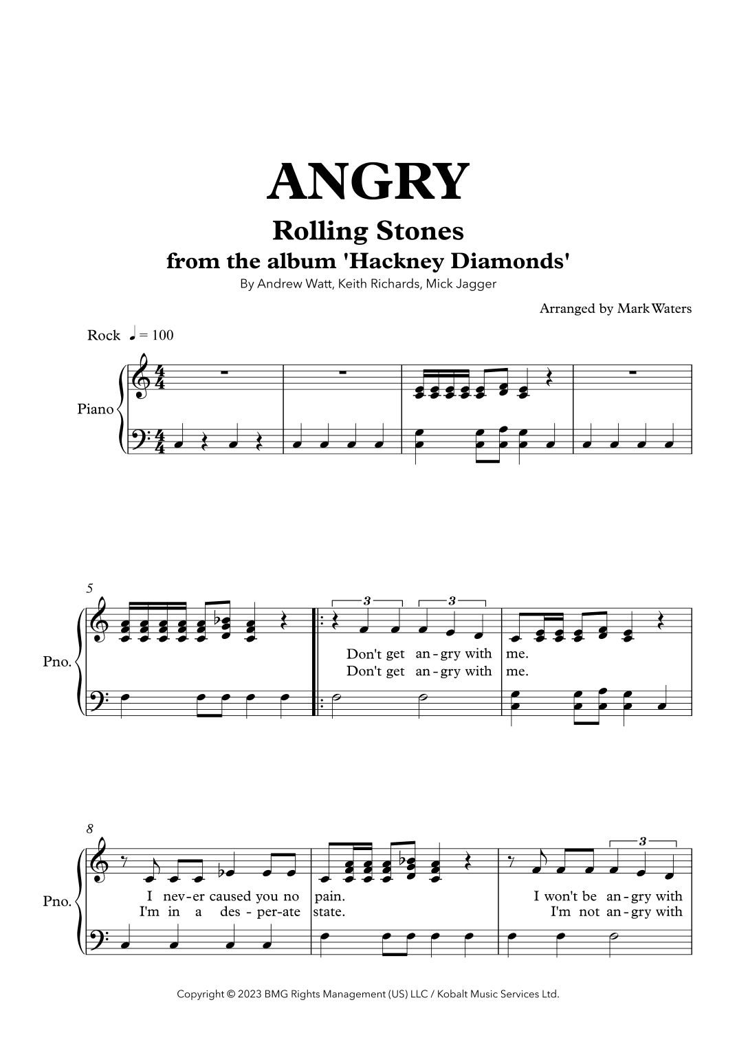 Angry (arr. Mark Waters)