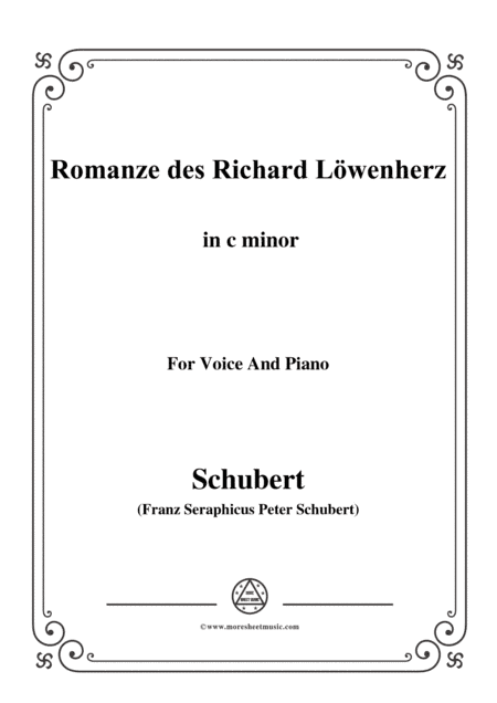 Schubert-Romanze des Richard Löwenherz,Op.86(D.907),in c minor,for Voice&Piano (arr. MSM)