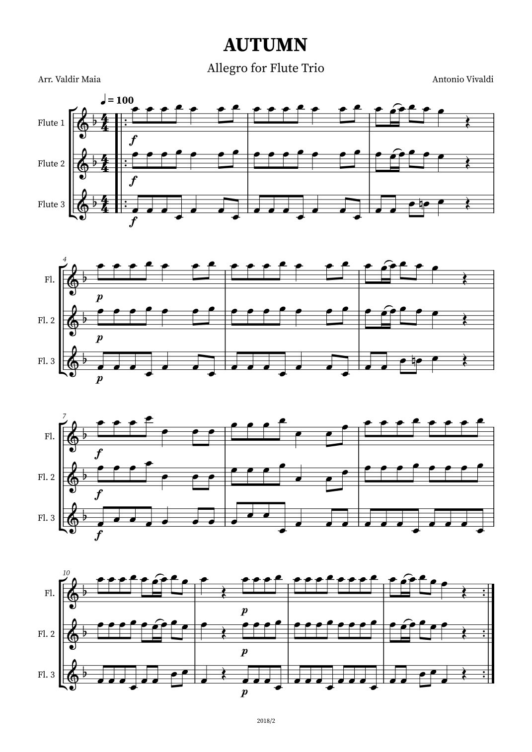 Autumn - The Four Seasons for Flute Trio (arr. Valdir Maia)