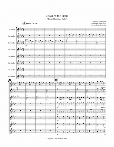 Carol of the Bells (F min) (Violin Octet) (arr. Regis Bookshar)