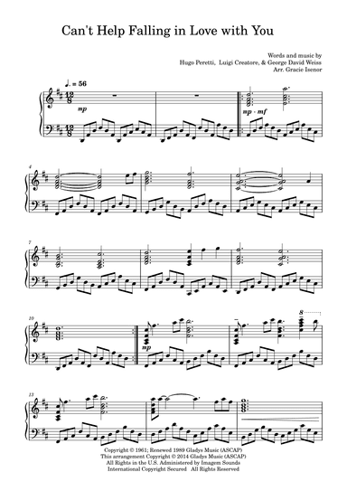 Can't Help Falling In Love (arr. Gracie Isenor)