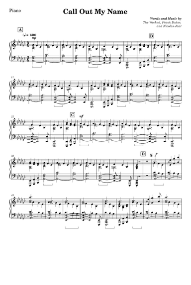 Call Out My Name (arr. The Weeknd)