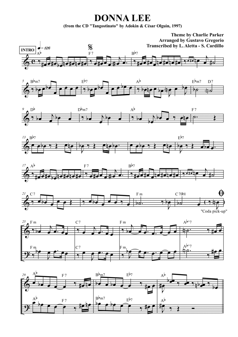 Donna Lee (arr. Gustavo Gregorio)