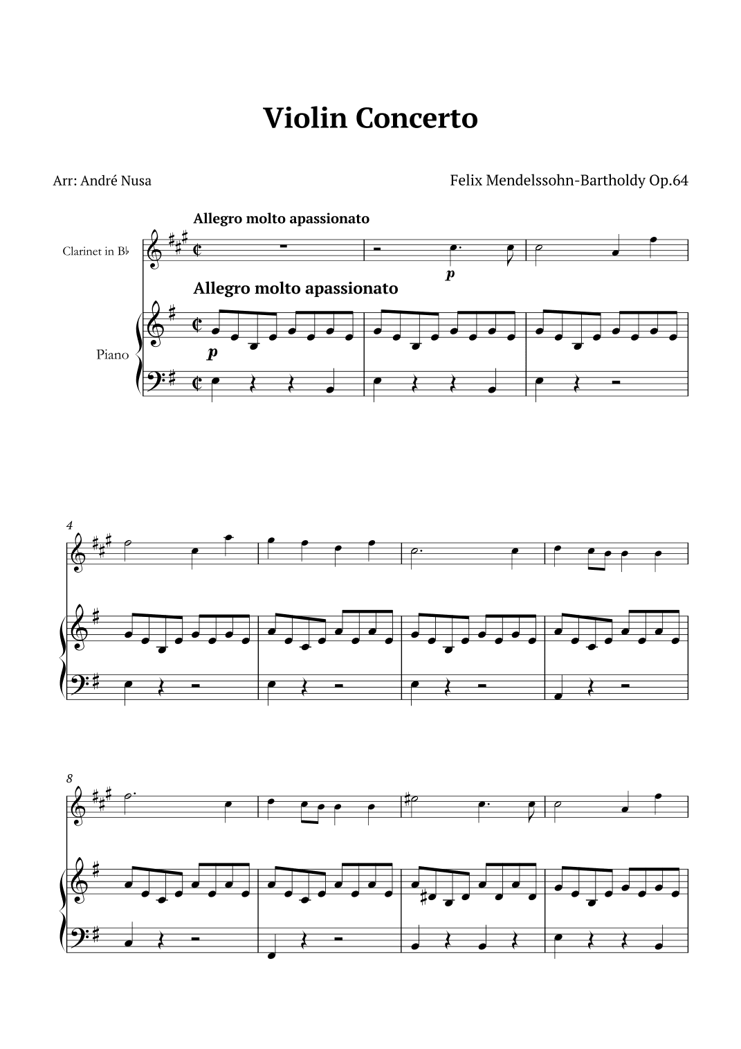 Violin Concerto in E minor (arr. André Nusa)