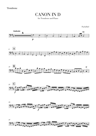 Canon in D for Trombone (arr. Cadenza Editions)