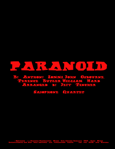 Paranoid (arr. Jeff Tincher)