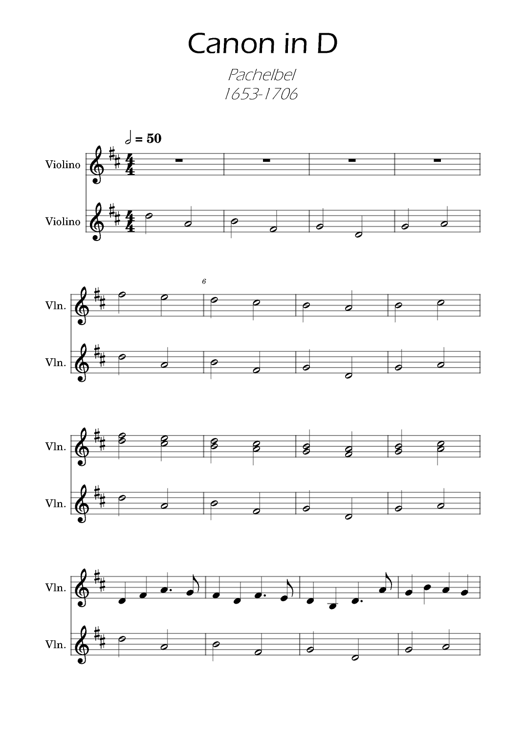 Canon in D Easy Violin Duet (arr. Ygor Nunes)