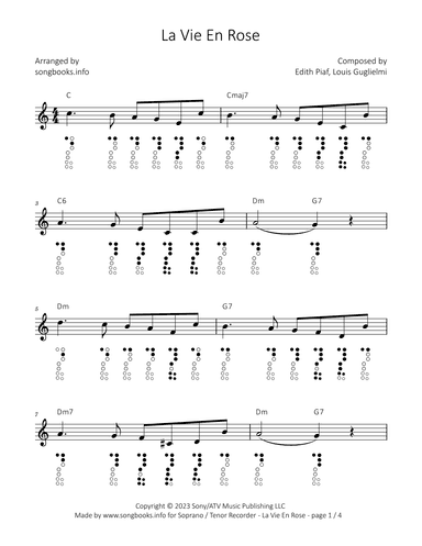 La Vie En Rose (arr. songbooks.info)