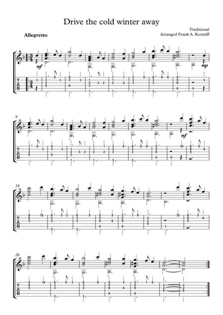 Drive the cold winter away (arr. Frank A. Kerntiff)