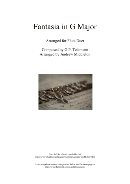 Fantasia in G Major arranged for Flute Duet (arr. Andrew Middleton)